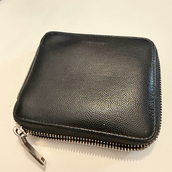 Yves Saint Laurent Black Zippy Compact Clutch Wallet